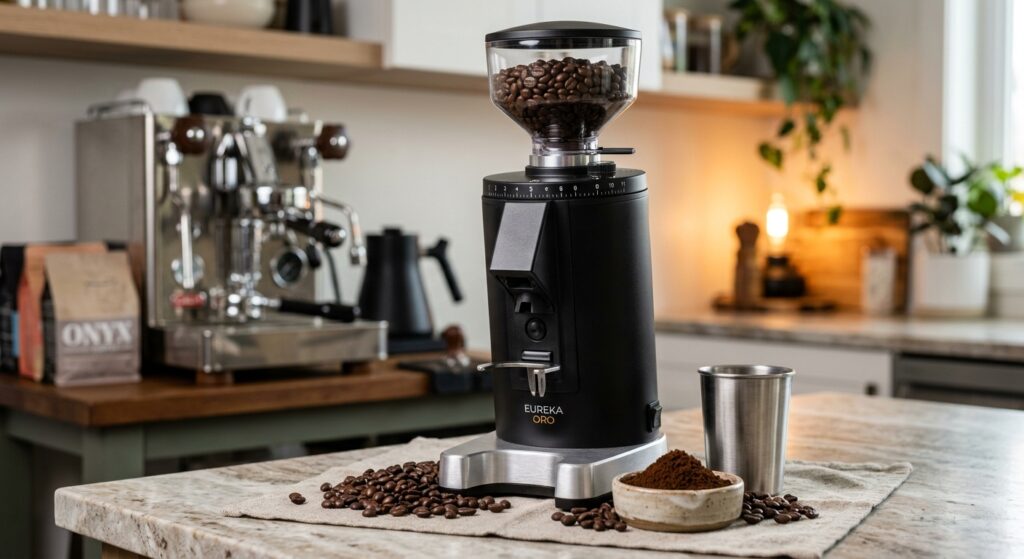 Imagem ilustrativa de melhores moedores de café custo beneficio: Moedor de café cônico premium, grãos frescos e café ...